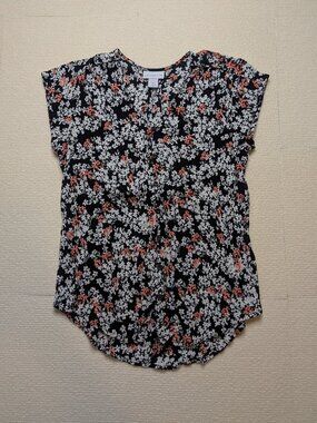 Liz Claiborne black/white/coral blouse - size Medium